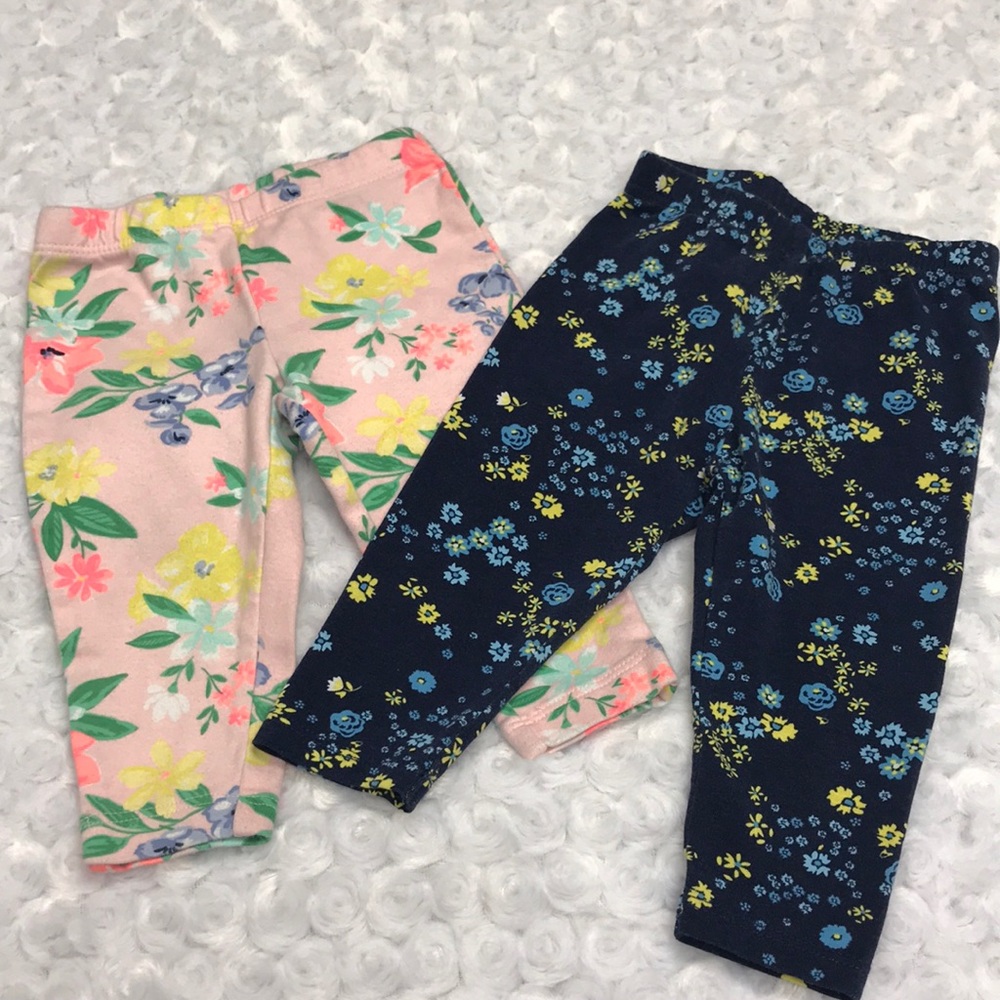 Two floral leggings size 6 months